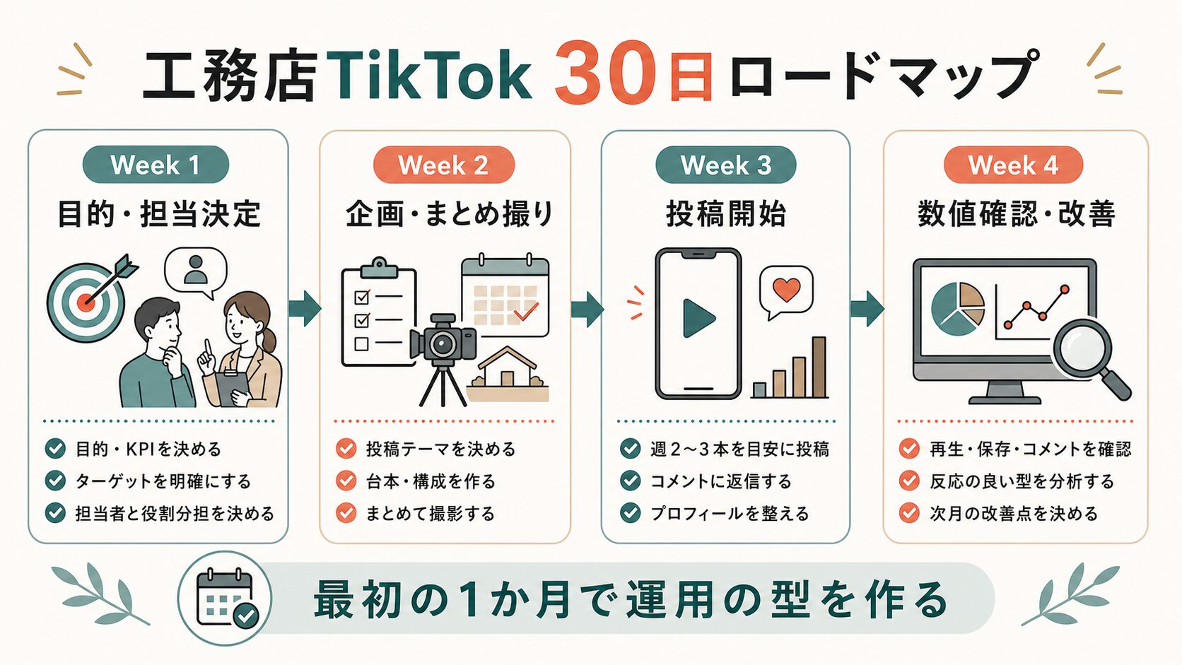 工務店 TikTok集客|最初の30日間の運用ロードマップ