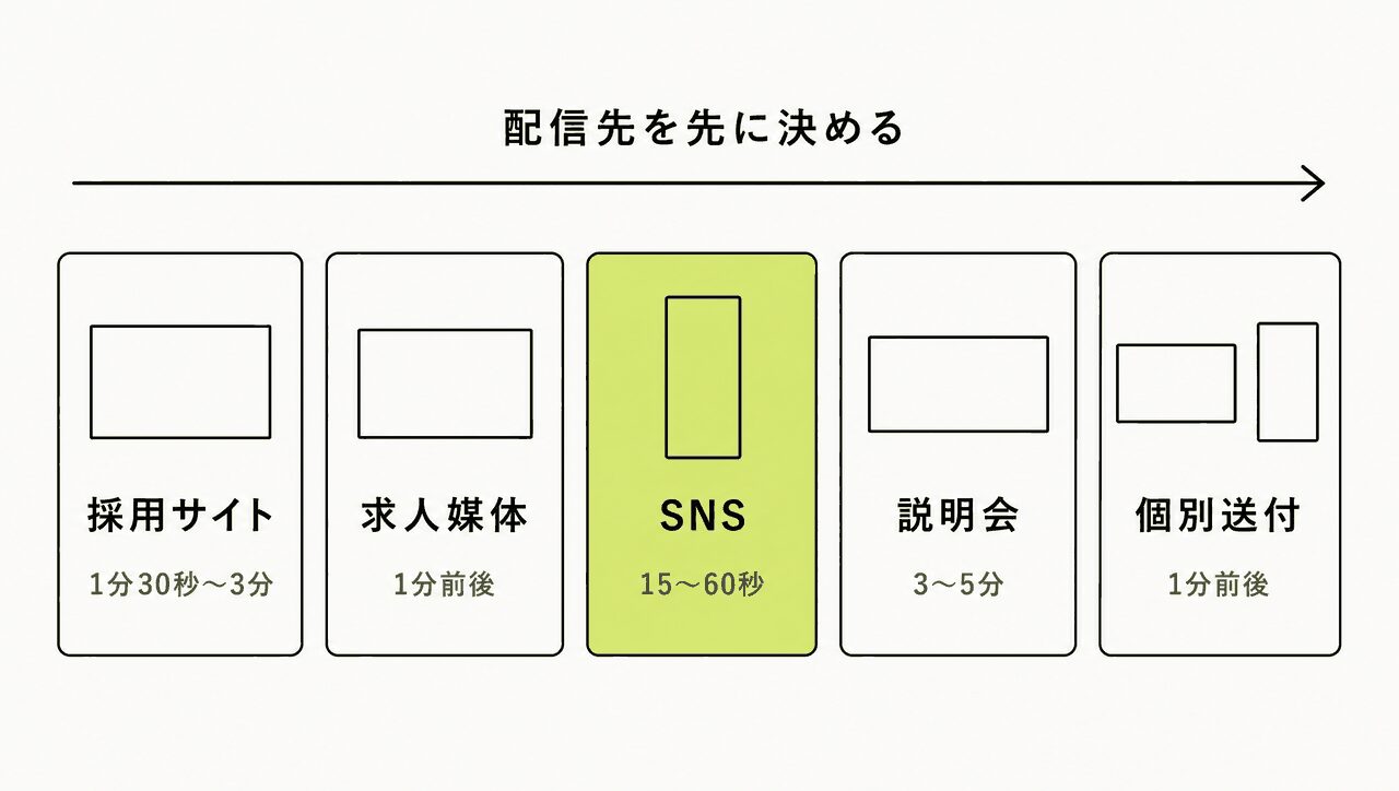 採用動画 配信先|配信先別の推奨尺と画面比率