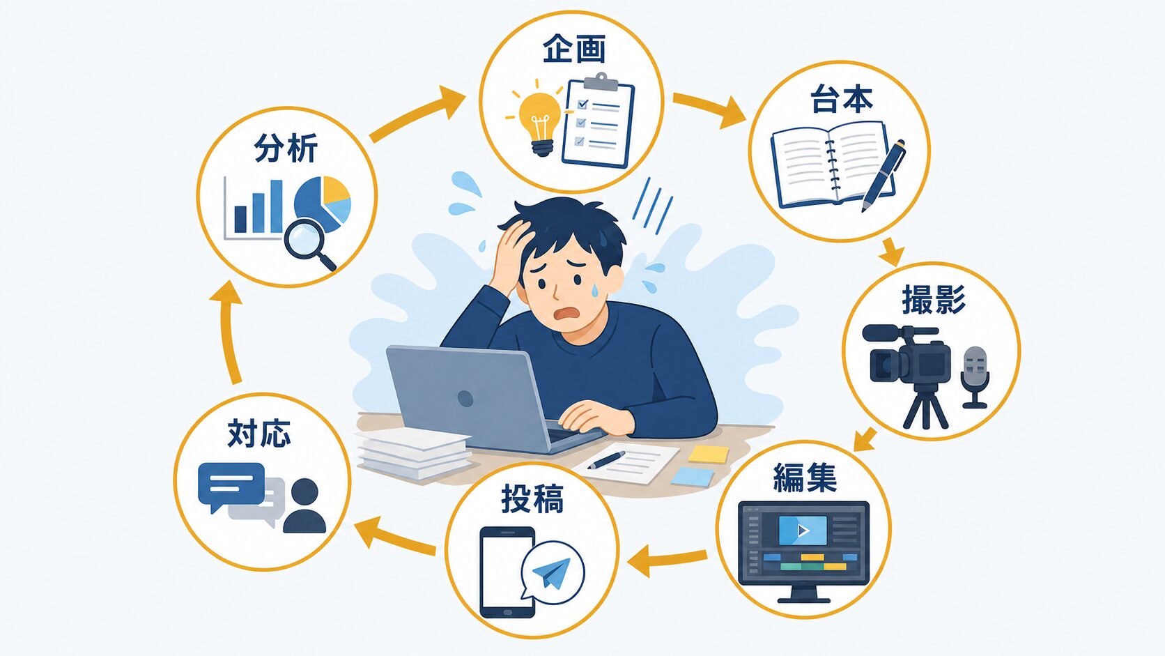 SNS運用 一人|7工程が担当者に集中する構造
