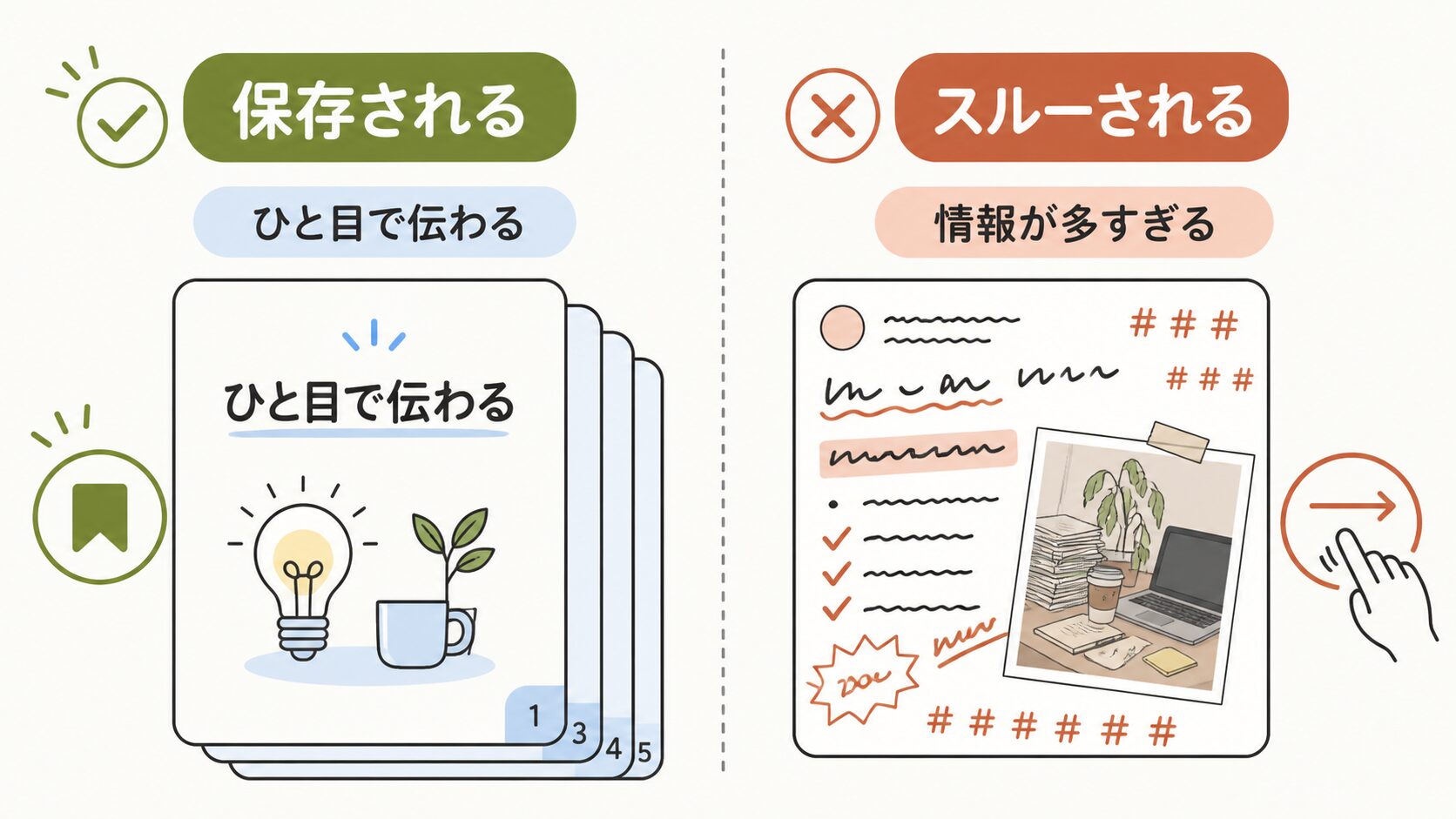保存される投稿|伝わる投稿とスルーされる投稿の比較