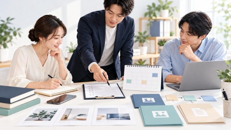 SNS運用代行の初月準備を整理する担当者と引き継ぎ表